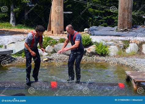 Log Rolling At The Grouse Mountain Lumberjack Demonstration Editorial