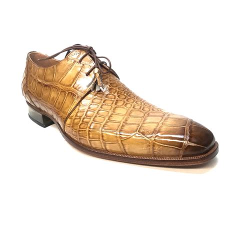 Mauri 4851 Camel Gold Alligator Lace Up Dress Shoes