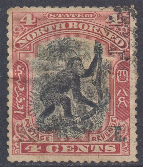 North Borneo Scott 104 SG99 1897 Orangutan 4c Used Cto Asia