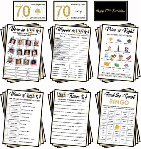 Amazon QUPT 70th Birthday Party Games Born In 1954 Games Bundle