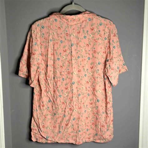 Vintage Jaclyn Smith Pink Floral Button Down Short Sl… Gem