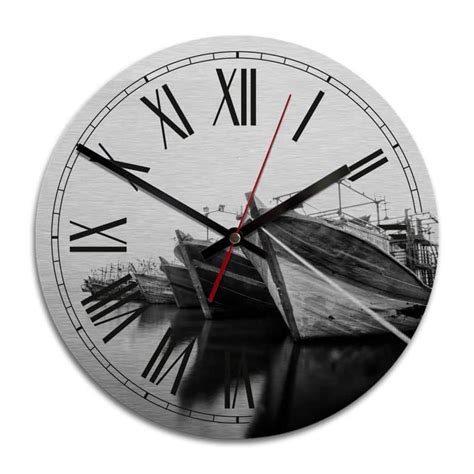 Horloge Murale En Alu Dibond Argent Port Wall Art Fr