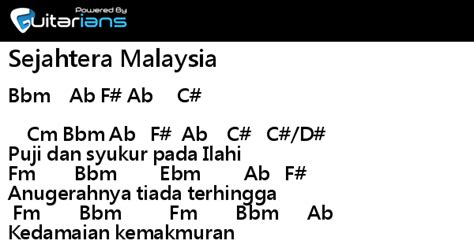 Sejahtera Malaysia 結他譜 Chord譜 吉他譜 曲 詞