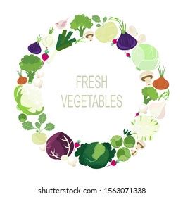 Fresh Vegetables Circle Vector Flat Design Stock Vector Royalty Free