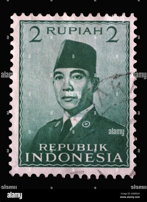 Stamp Printed In Indonesia Shows The First President Of Indonesia