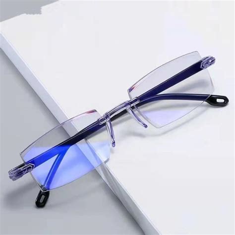 Cheap Fashionable Borderless Business Reading Glasses Classic Anti Blue