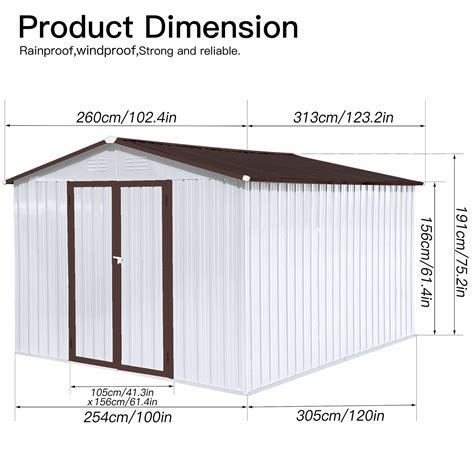 Emkk 10ft X 8 Ft Metal Outdoor Storage Shed Steel Utility Tool Shed