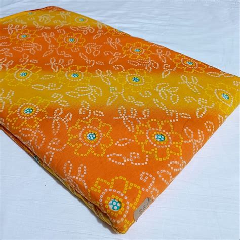 Orange Bandhani Printed Cotton Fabric At Rs Meter Printed Cotton