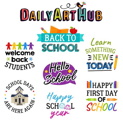 Back To School Quotes Clip Art Set Daily Art Hub Graphics