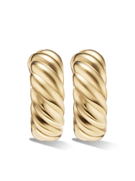 David Yurman 18kt Yellow Gold Sculpted Cable Hoop Earrings Farfetch