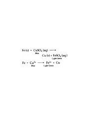 Chemical Reaction Fe Cuso Cu Feso Blue And Light Course Hero