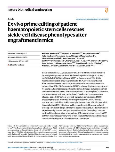 Pdf Ex Vivo Prime Editing Of Patient Haematopoietic Stem Cells