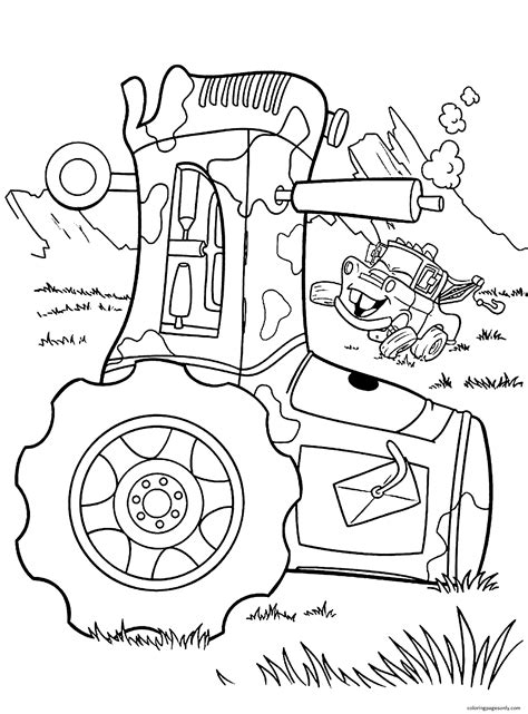 Cartoon Tractor 4 Coloring Page Free Printable Coloring Pages