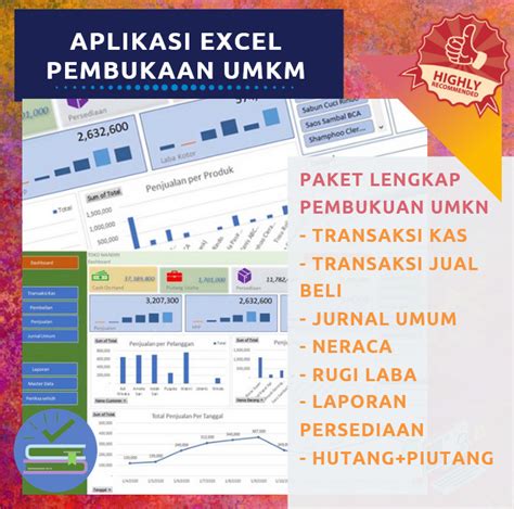 APLIKASI EXCEL UMKM Accounting Bisnis Jurnal Neraca Laporan Keuangan