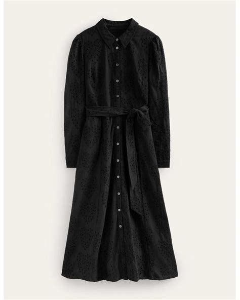 Boden Broderie Midi Shirt Dress In Black Lyst