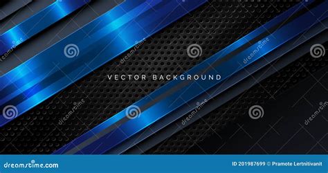 Template Diagonal Lines Blue And Dark Overlapping Layers On Black Metal