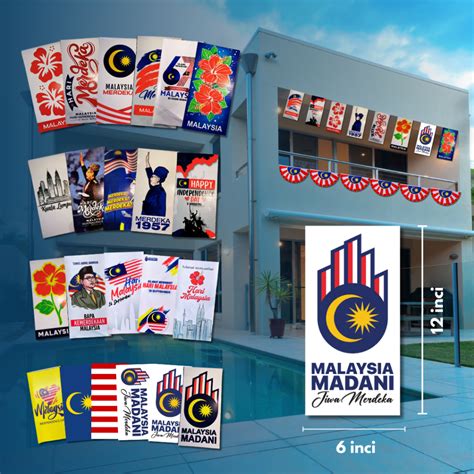 Keping Bendera Hiasan Patriotik Malaysia Jiwa Merdeka Flag Deko Hari