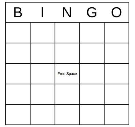 Empty Bingo Board Template