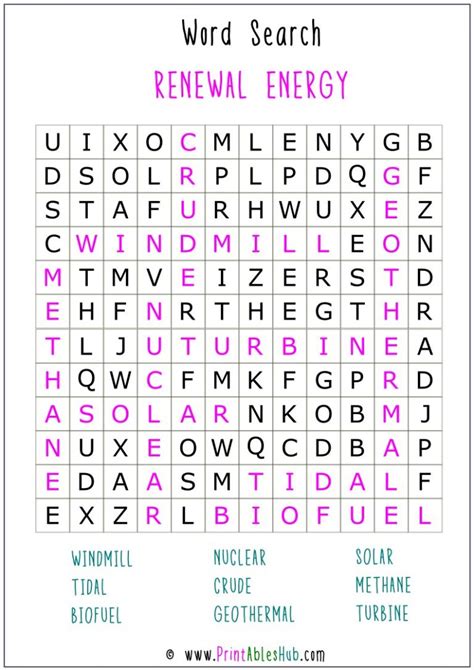 Free Printable Energy Word Search Puzzles With Answer Key Pdf Printables Hub