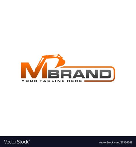 Excavator Logo Template Letter M Royalty Free Vector Image