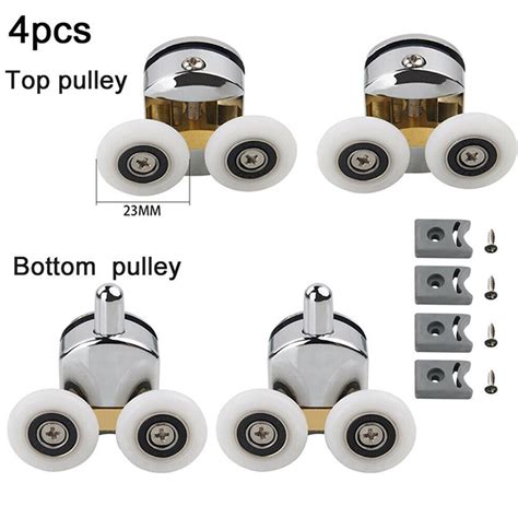 4pcs Shower Door Rollers Runners Wheels 23mm Wheel Zinc Alloy Double Wheels Cabins Pulley