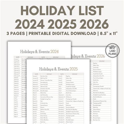 list  holidays    holiday list printable   order