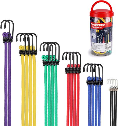 WORKPRO Bungee Cords Heavy Duty Outdoor 22 PCS In Storage Jar