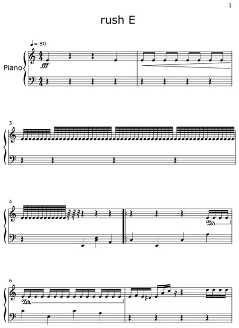 Rush E Sheet Music For Piano