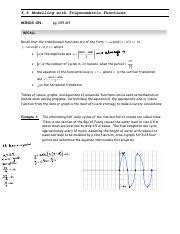 Modeling With Trigonometric Functions Applications And Examples