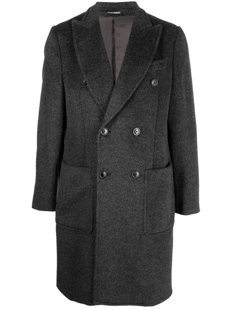 Emporio Armani Double Breasted Virgin Wool Coat Farfetch