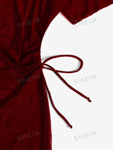 SHEIN Swim Curve Conjunto de Maiô Bikini sólido Plus Size de 3 peças modelo Halter e Triângulo