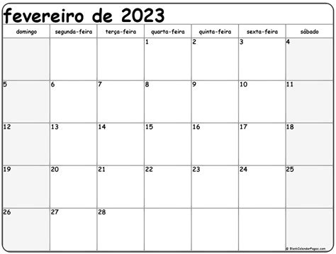 Fevereiro De 2023 Calendario Gr 225 Tis Em Portugu 234 S Calendario