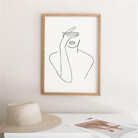 Minimalist Woman Line Drawing Printable Wall Art Woman Face Etsy