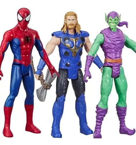 Kit Boneco Homem Aranha Duende Verde E Thor Hasbro Titan