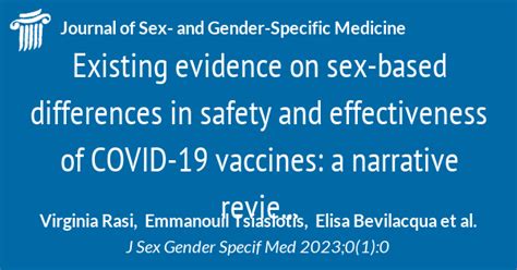 Existing Evidence On Sex Based Differences In Safety And Effectiveness