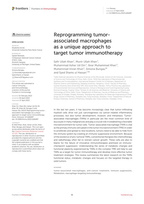 Pdf Reprogramming Tumor Associated Macrophages As A Unique Approach