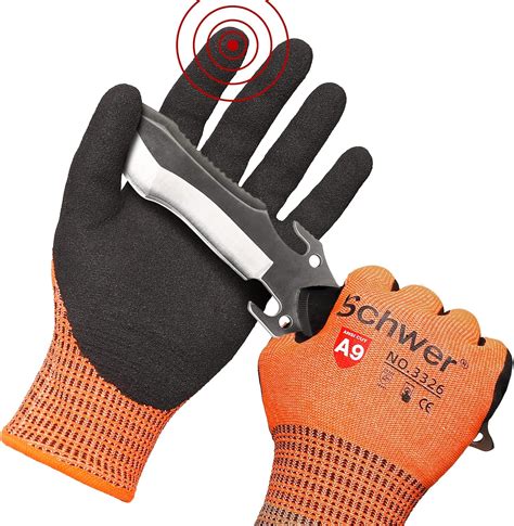 Schwer Cut Resistant Gloves Level Touchscreen Sandy Nitrile Coated