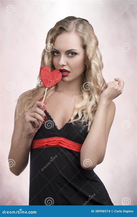 Blonde Woman With Lollipop Stock Photo Image Of Pretty