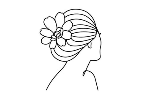 Woman Head With Flowers Line Art Drawing Graphic By Subujayd · Creative