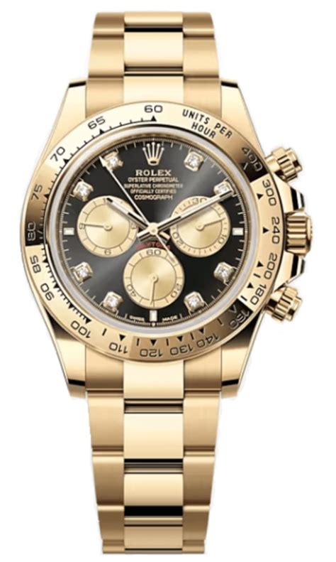 Rolex Cosmograph Daytona Yellow Gold Black And Golden Diamond Set Dial