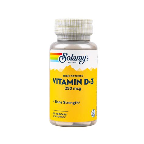 Solaray Vitamin D3 250mcg (10,000 Iu) 60veg Caps – Pharmazone