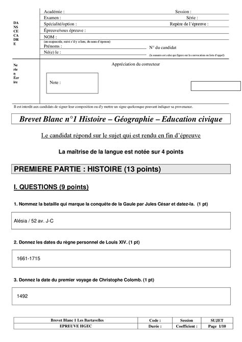 Brevet Blanc Histoire géo Emc Corrigé – Esam Solidarity