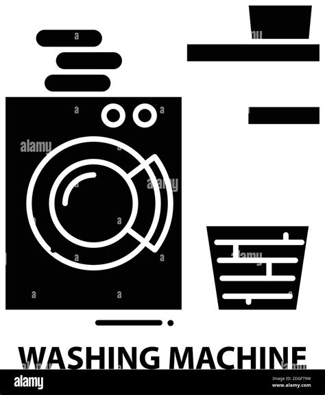 Washing Machine Symbol Icon Black Vector Sign With Editable Strokes Concept Illustration Stock