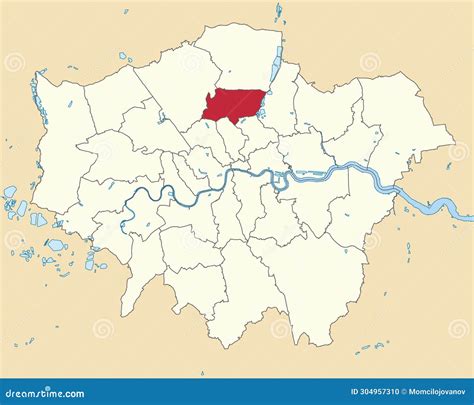 Red Location Map Of The Borough Of Haringey London Stock Illustration