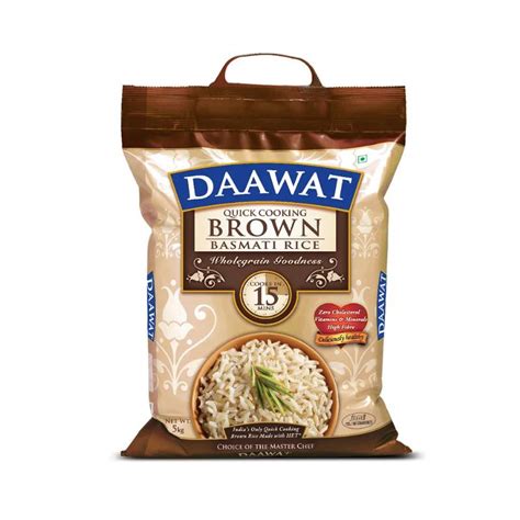 Daawat Quick Cooking Brown Basmati Rice 5kg Sonnamera Halal