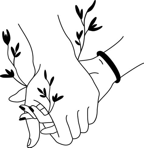 Romantic Handshake Two Hands Line Art Romantic Touch Of Palms Of