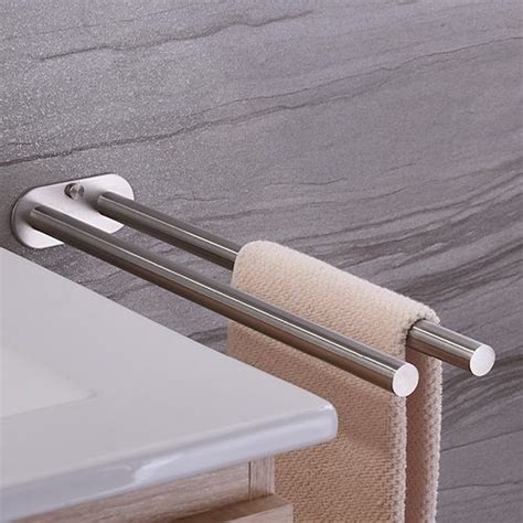 Double Arm Towel Holder 304 Stainless Steel Towel Bar Rail Wall Kitchen