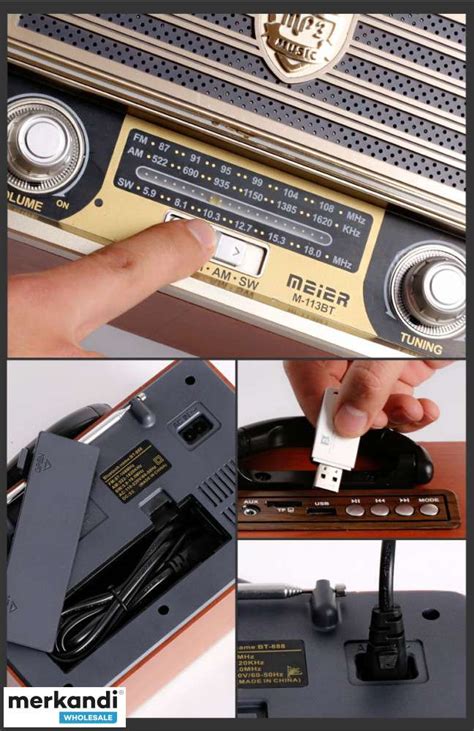 Portable En Bois Radio Retro Sans Fil Bluetooth HIFI Haut Parleur