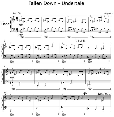 Fallen Down Undertale Sheet Music For Piano