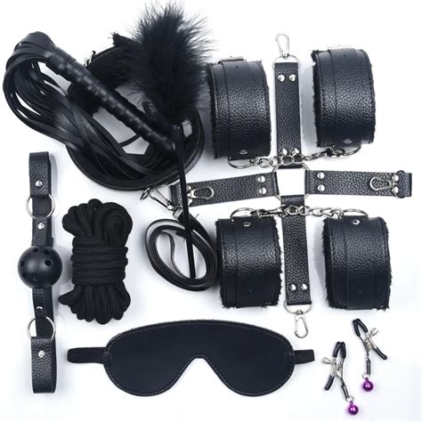 Juego De Bondage Rojo Negro Rosa Bdsm Restricciones De Cuero Sexual